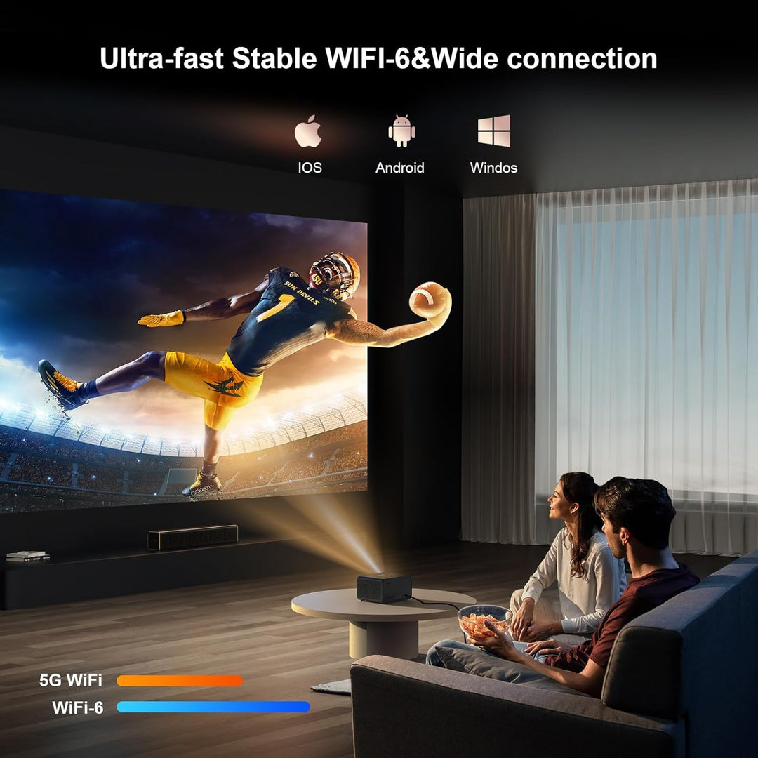 Beamer【Official Netflix & Dolby Audio】 Jimveo Beamer 4K Unterstützt 26000LM 800ANSI Autofokus/Trapez