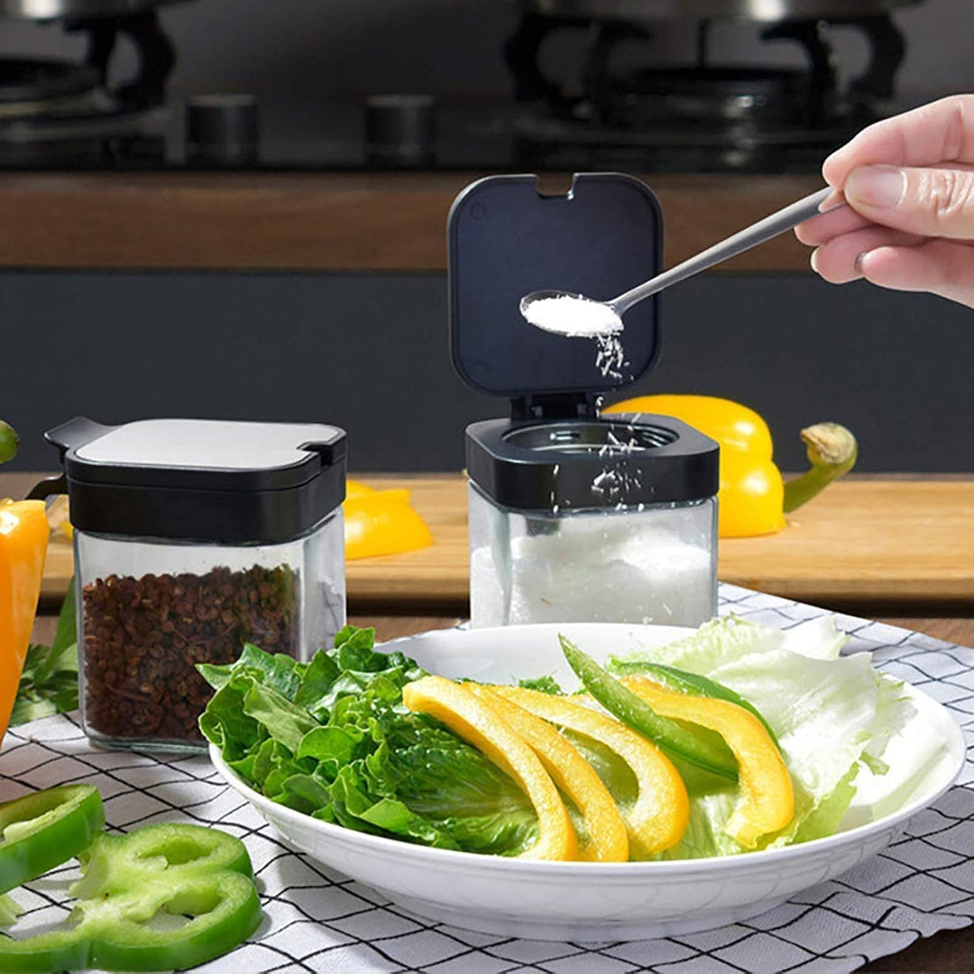 WUWEOT Gewürzbehälter 3er Set aus Glas 250 ml Gewürzgläser Gewürzdosen Gewürzständer Glasgewürzbox Z