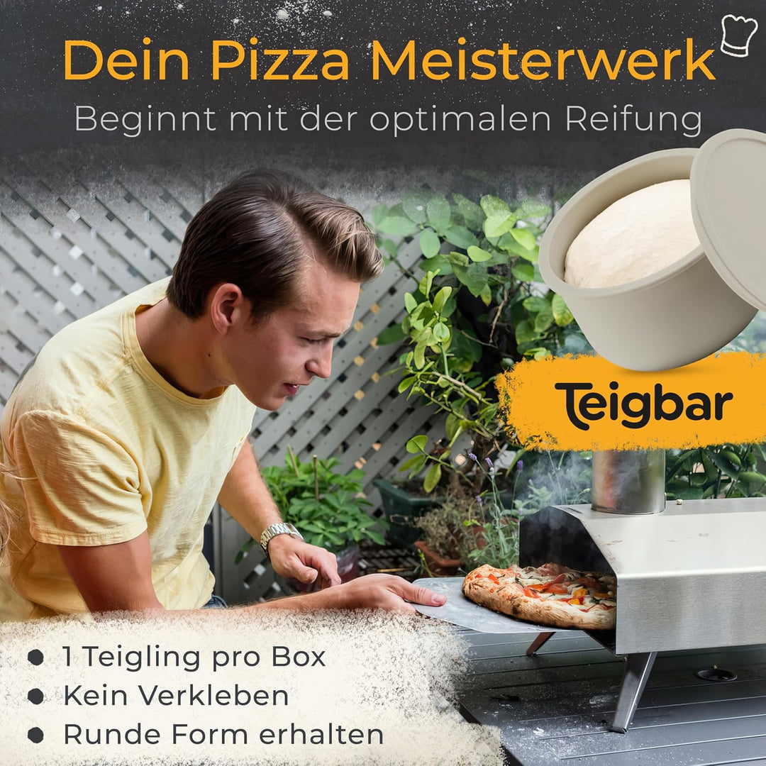 Teigbar« Pizzaballenbox mit Deckel, 6er Set - platzsparende Teigbox aus löse-leichtem Silikon - bis