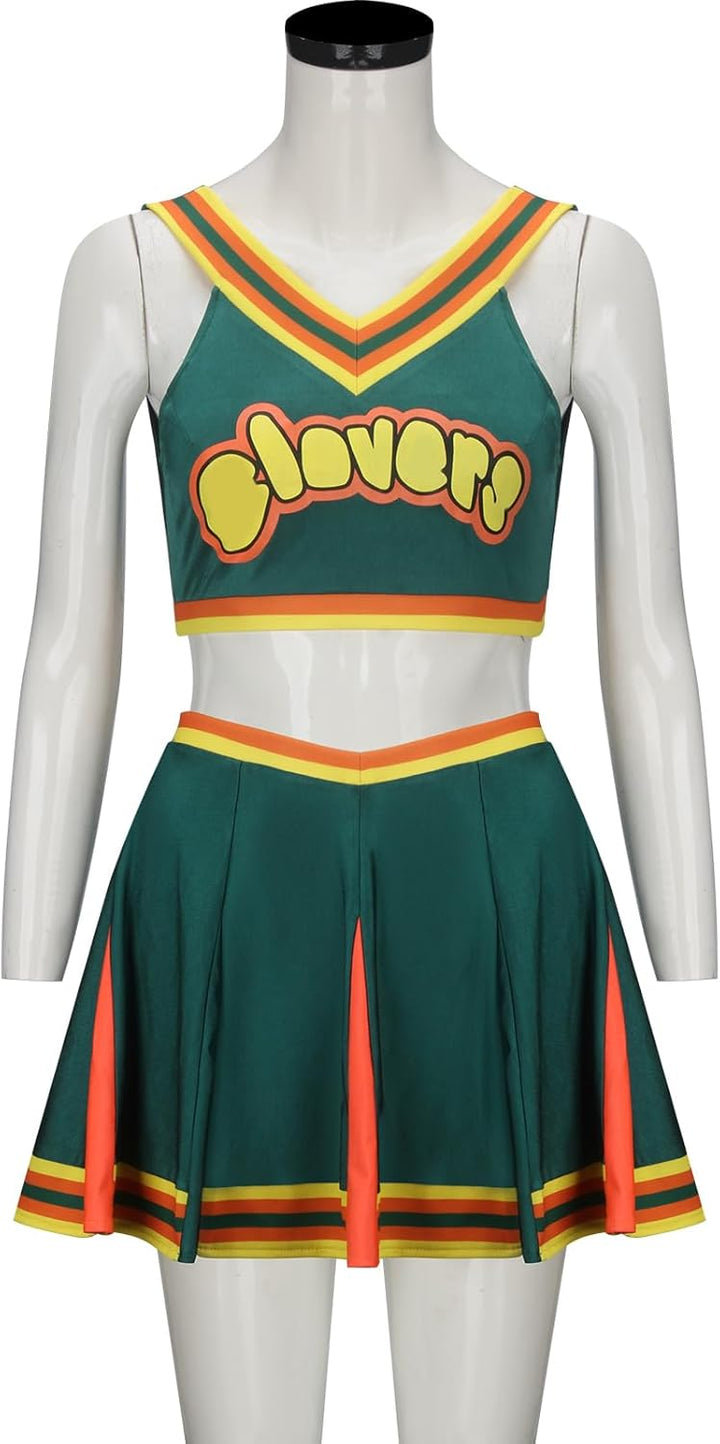 Cheerleader Uniform Grün Oberteil Minirock Cheerleading Kostüm Cheer Captain Film Cosplay Outfit für