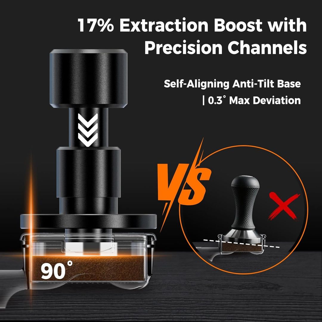 IKAPE 51 mm V6 Impact Espresso-Tamper mit akustischem Feedback, austauschbare Federn (15 lb / 30 lb)