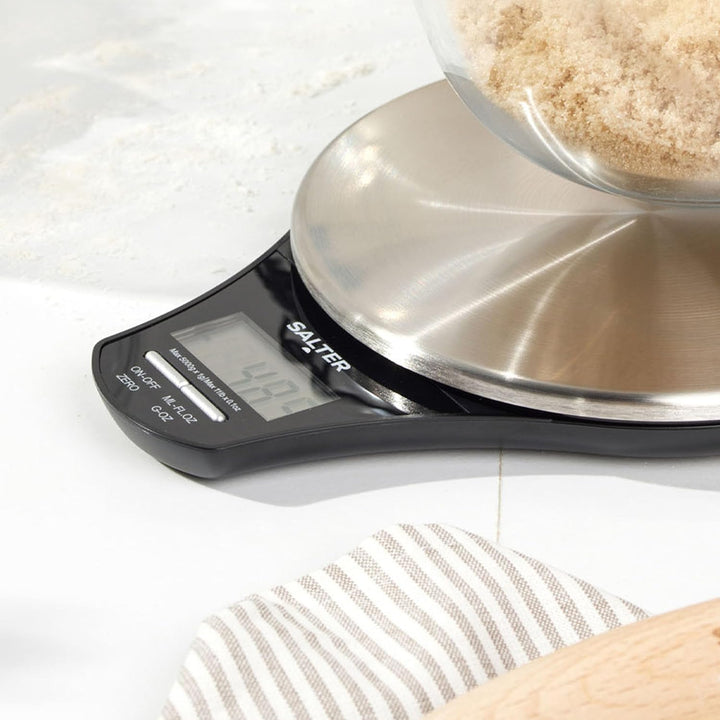 Salter 1035 SSBKDR digitale Küchenwaage - runde Edelstahlplattform, präzise Masse, max 5 kg, LCD-Dis