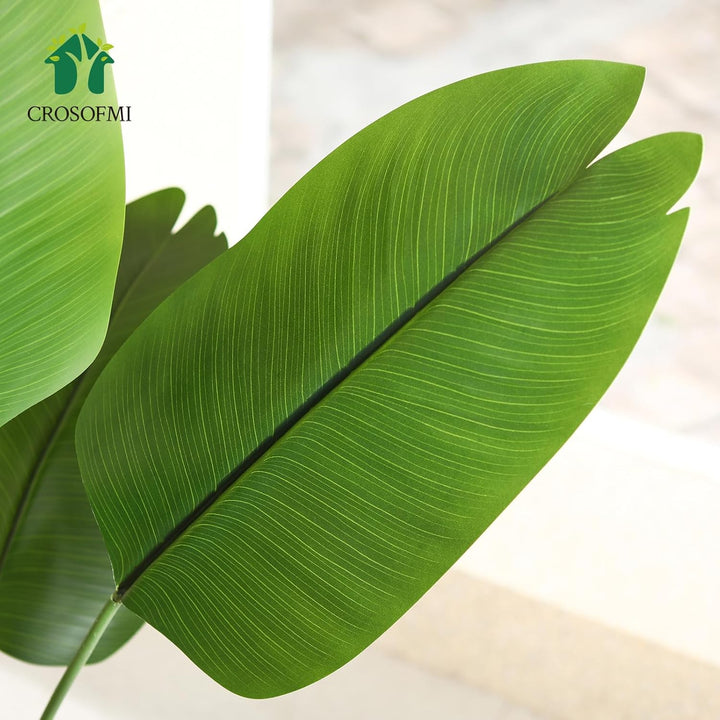 CROSOFMI Künstliche Paradiesvogel Pflanze 180cm künstliche Tropische Palme mit 13 Blättern perfekte