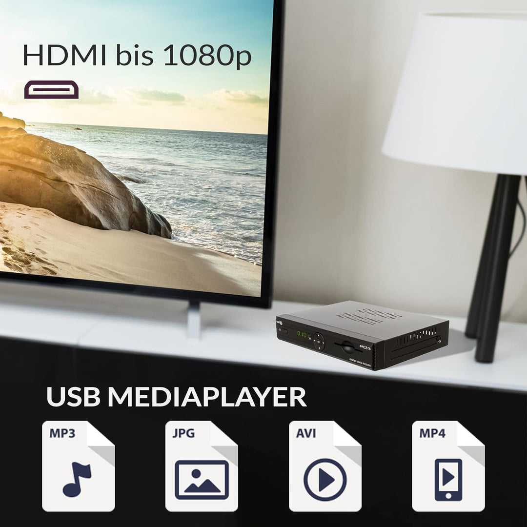 WWIO BrE2ze T2/C Hybrid Digital Receiver (Full HD-TV, DVB-T2, DVB-C, Enigma2, PVR-Ready, LAN, HDMI-K