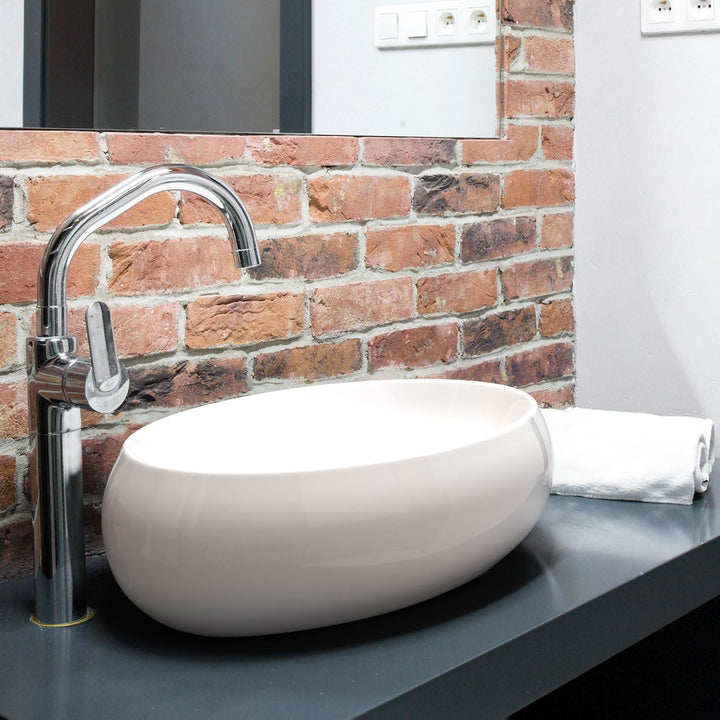 Waschbecken24 | Premium Waschbecken mit Lotus-Effekt für das Badezimmer und Gäste-WC (48x34x14cm, We