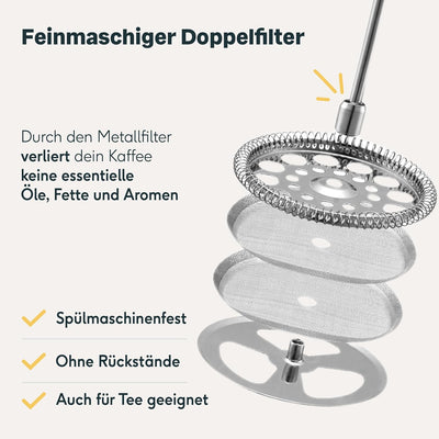 SILBERTHAL French Press Kaffeebereiter 1 Liter - Edelstahl - Doppelwandig Isolierte Kaffeepresse - f