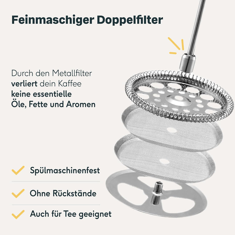 SILBERTHAL French Press Kaffeebereiter 1 Liter - Edelstahl - Doppelwandig Isolierte Kaffeepresse - f