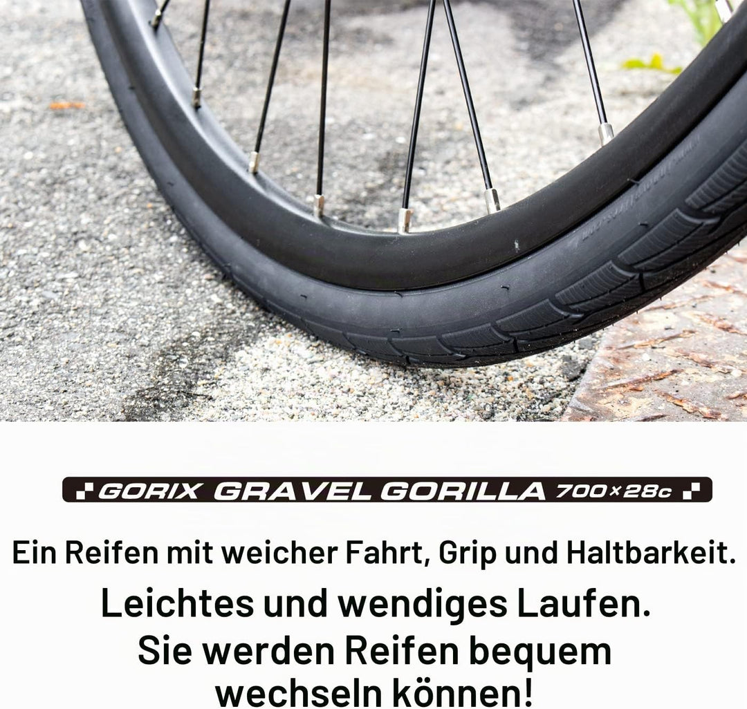 GORIX Rennrad Drahtreifen 700×28C Profil Gravel Rennrad Fahrrad (Gravel Gorilla)