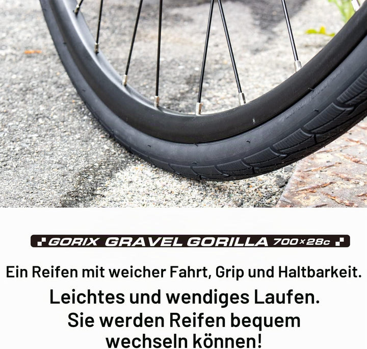 GORIX Rennrad Drahtreifen 700×28C Profil Gravel Rennrad Fahrrad (Gravel Gorilla)
