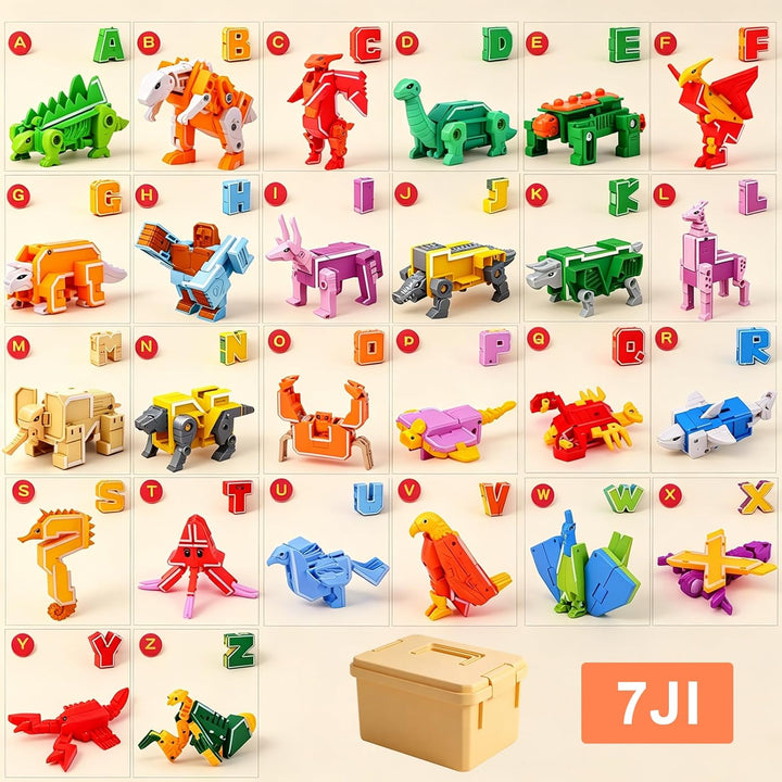 26 Stück Alphabet Transforming Spielzeug, DIY Buchstaben Roboter Toy | A-Z Transformer Roboter für A