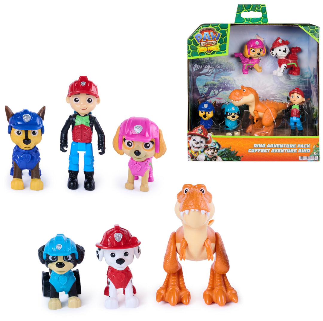 PAW PATROL: Der Dino Film, Abenteuer Figuren 6er-Pack, Set aus Ryder, Timmy, Rex, sowie 3 weiteren W