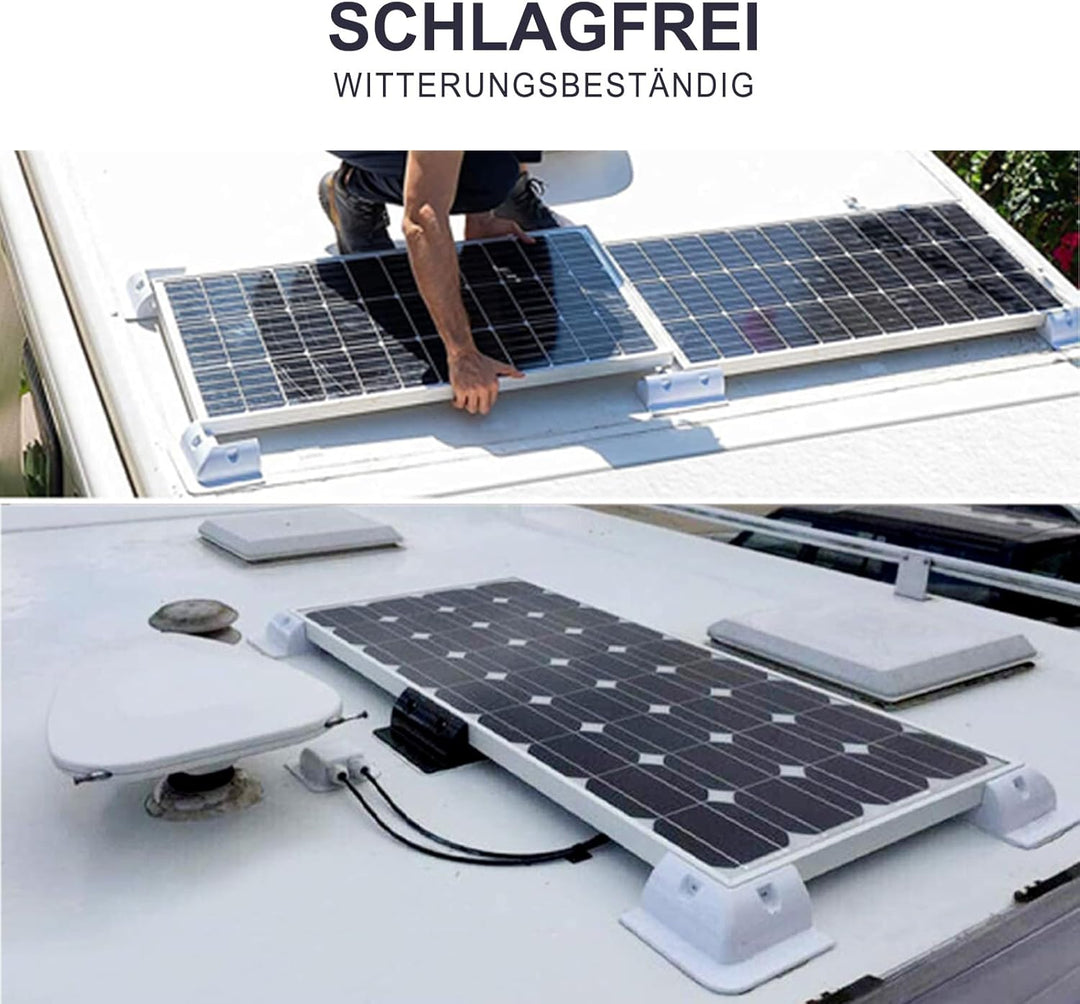 enjoy solar ABS Montage Set Solarmodul Halterung 7 Teile in Weiss mit Dachdurchführung, ideal für Wo