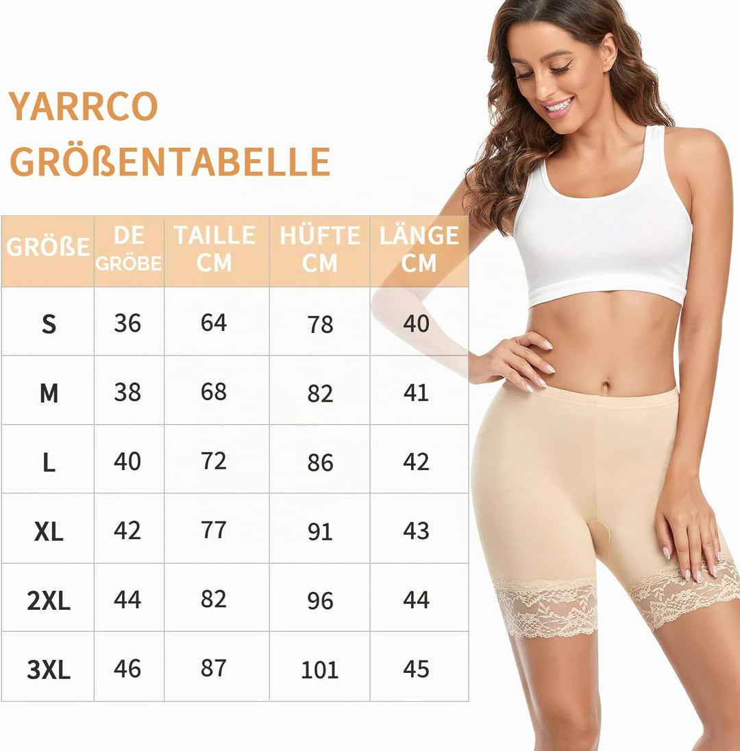 YARRCO Damen Unterhose Spitze Unter Rock Kurze Hose Unter Kleid Radlerhose Slipshorts Hohe Taille Sh