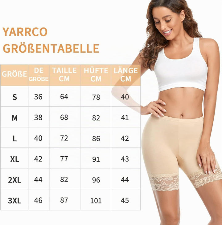 YARRCO Damen Unterhose Spitze Unter Rock Kurze Hose Unter Kleid Radlerhose Slipshorts Hohe Taille Sh