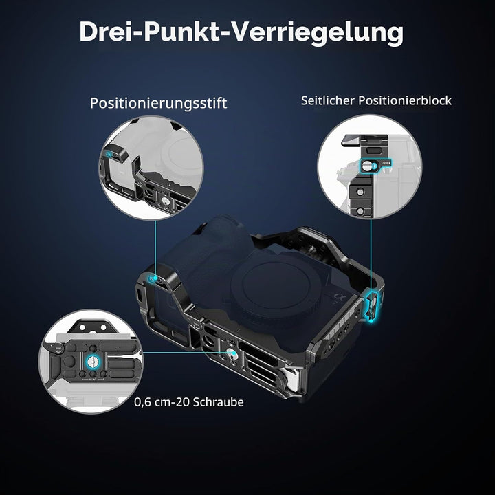 SMALLRIG A7 IV Käfig Cage mit oberem Griff und HDMI-Kabelklemme, Basis Kit für Sony Alpha 7 IV/Alpha