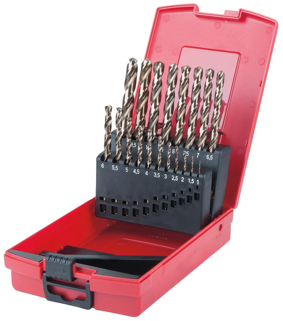 KS Tools 330.3620 HSS-G Co 5 Spiralbohrer-Satz, Kunststoffkassette 19-tlg. 1-10mm