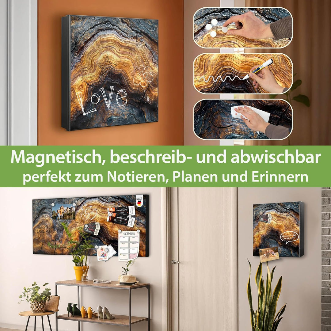 banjado Grosser Schlüsselkasten Glas - Schlüsselbox 30x30cm mit 50 Haken - Schlüsselkasten modern fü