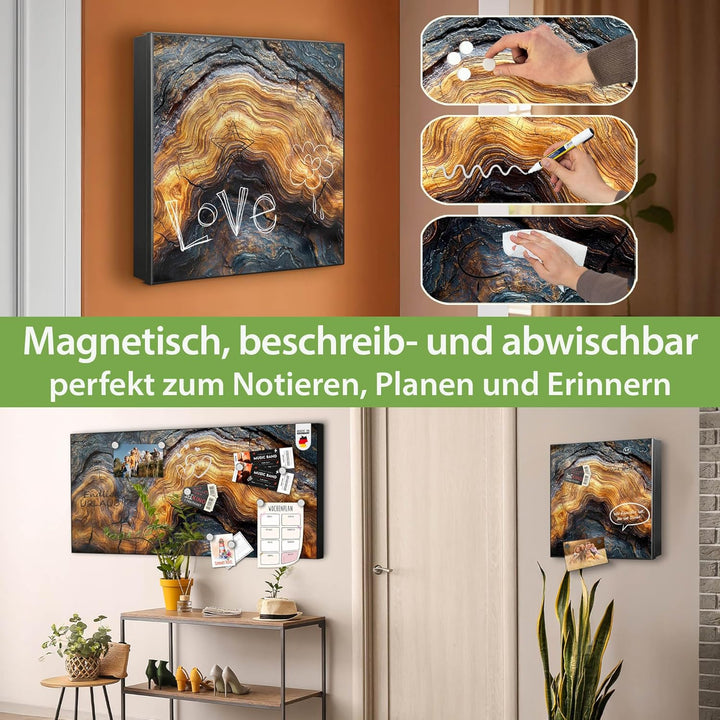 banjado Grosser Schlüsselkasten Glas - Schlüsselbox 30x30cm mit 50 Haken - Schlüsselkasten modern fü