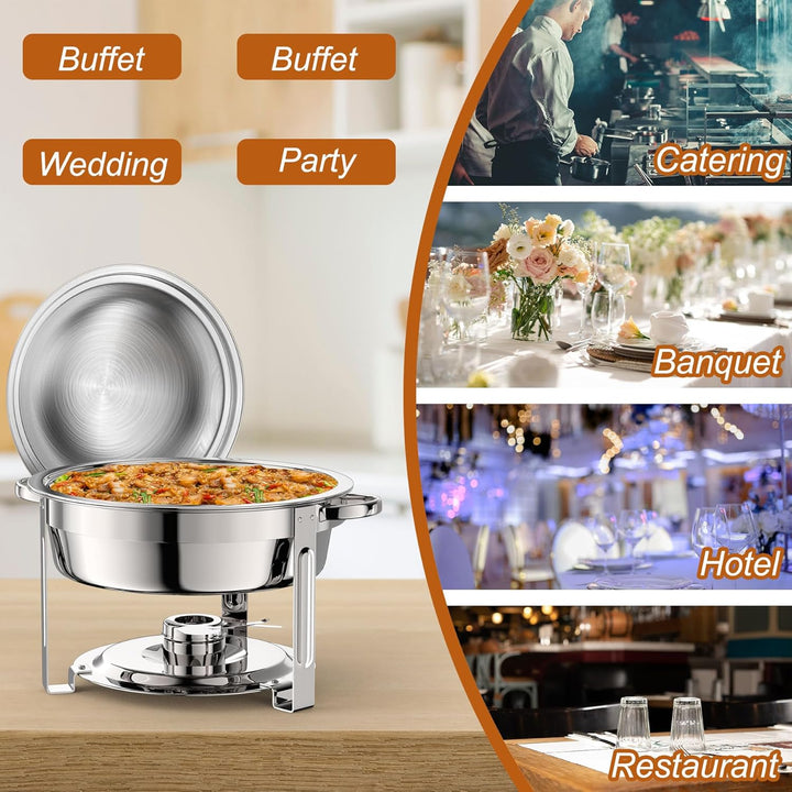 Stövchen & Speisewärmer 2 Pack Runde Chafing Geschirr Buffet Set,Edelstahl 6L Runde Buffet Server un