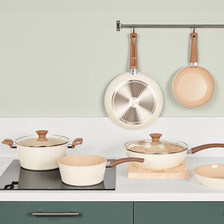 5five - kochtopf "harmony" d24cm aus geschmiedetem aluminium beige