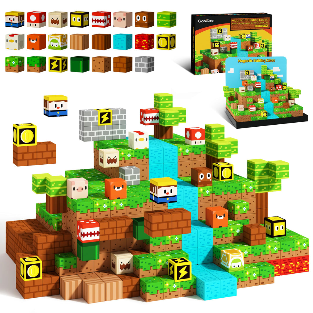 GobiDex Magnetische Bausteine, Bauen magnetische Blöcke Welt, Holzfäller Abenteuer Spiel für Jungen