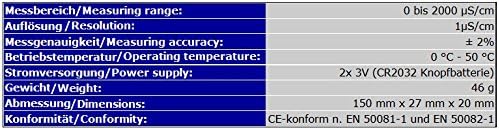 OCS.tec EC-Meter/EC-Messgerät Wasserqualität Osmose TDS Leitwert Leitfähigkeit Aquarium EC3