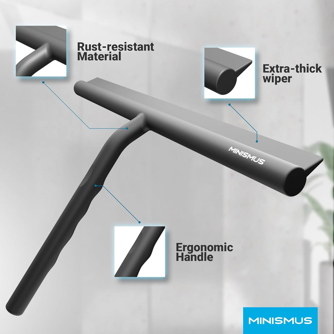 Minismus Silikon Duschabzieher für Glastüren und Fenster 33 cm – Fensterabzieher Badezimmer und Spie
