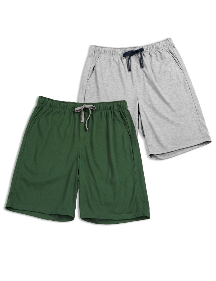 LAPASA Herren Pyjama Shorts mit Taschen, 2er Pack Pyjamahose Schlafshorts Baumwolle Kurze Schlafanzu