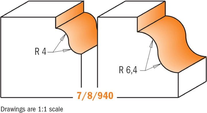 CMT ORANGE TOOLS 940.850.11 - PROFIL-FRÄSER M/ANLAUF. HM S=12 D=38.1 R=6.4