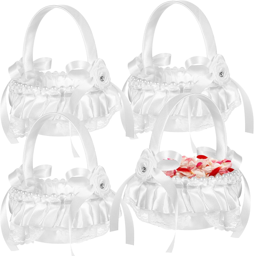 4pcs Hochzeit Blumenkorb Elfenbein Blumenmädchen Korb Blumenkinderkörbchen Streukörbchen Hochzeit fü
