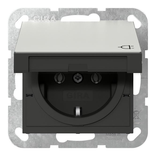 Gira Edelstahl Komplett-Set Klappdose – 3x KlappSteckdose 0454600 inkl. 3fach Rahmen und Dichtungsse