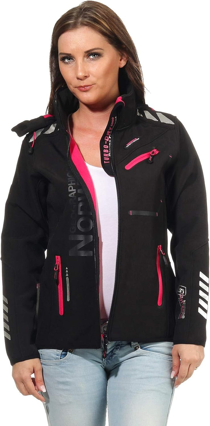 Geographical Norway Damen Jacke Softshell XL Rose - Black/F.Pink, XL Rose - Black/F.Pink