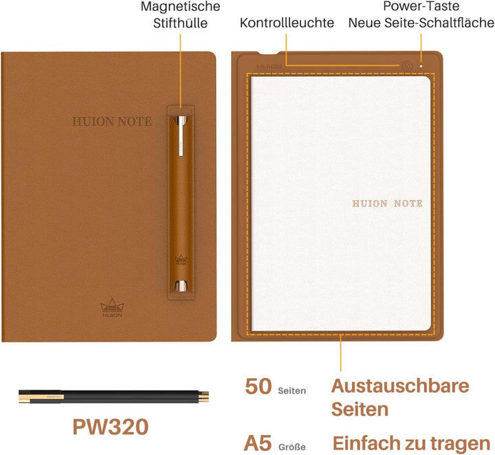 HUION Note X10 Grafiktablett für Laptop, Digital 2-in-1 Kabelloses Bluetooth Notizbuch, Elektronisch