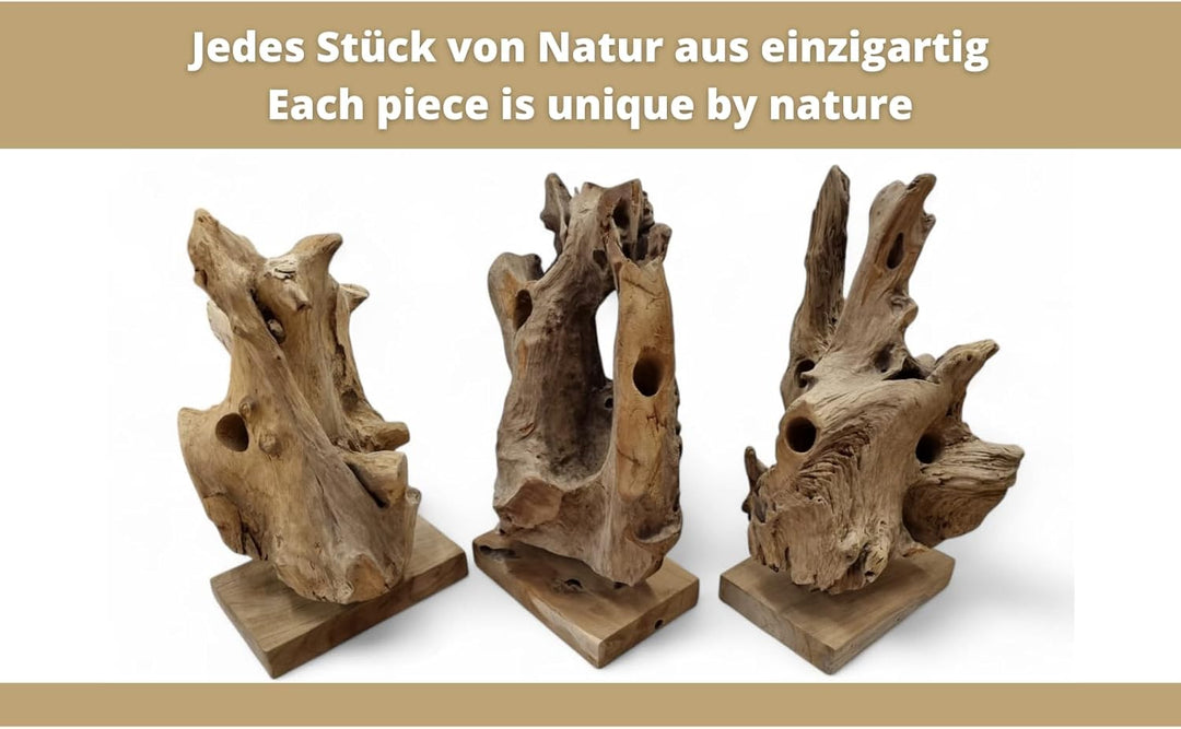 Kinaree Wurzelholz Flaschenständer M/XL/XXL - Wein Flaschenhalter aus Teak Holz - Rustikale Dekorati