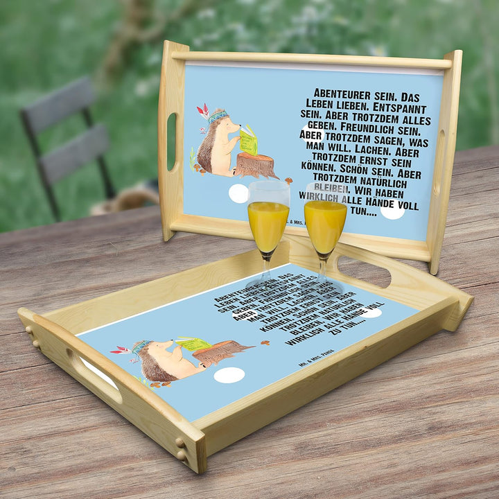 Mr. & Mrs. Panda Serviertablett Igel Indianer - Geschenk, Waldtiere, Küchentablett, Tiere, Frühstück