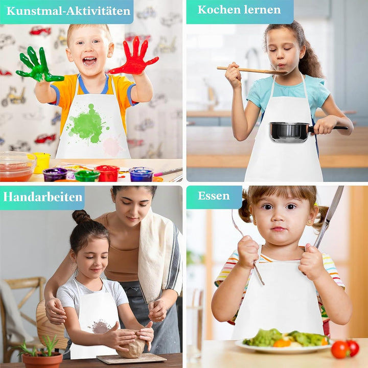 Malschürzen für Kinder Kunstschürzen für Kinder mit 2 geräumigen Taschen Kinderschürzen für Kunst, M