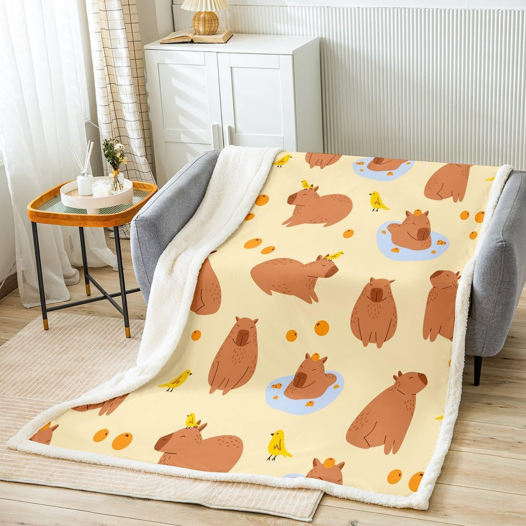 Homewish Capybaras Vlies Decke 150x200cm Nette Braune Capybaras Fuzzy Decke für Kleinkinder Teens Ju