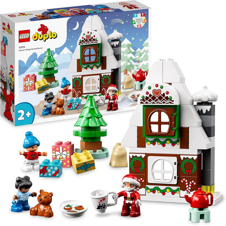 LEGO 10976 DUPLO Lebkuchenhaus mit Weihnachtsmann Figur, Weihnachtshaus-Spielzeug, Geschenk für Klei