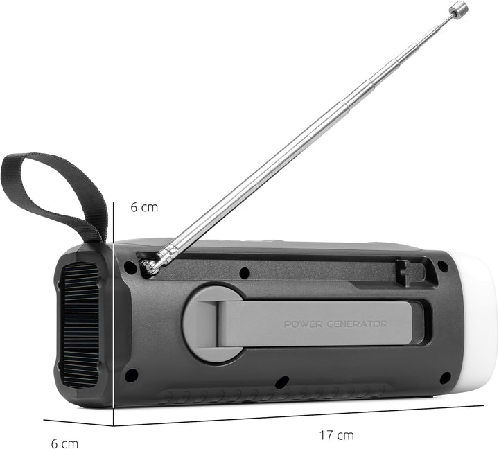 TechniSat Viola Kurbelradio – Notfallradio mit Solar und Kurbel, 4500 mAh Akku, UKW/FM, Bluetooth, L