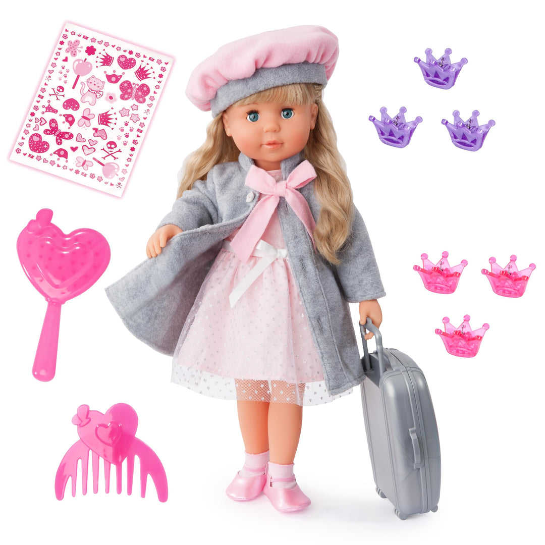 Bayer Design 94635AX Funktionspuppe Charlene mit Haaren und Schlafaugen, spricht und singt 90 Sätze,
