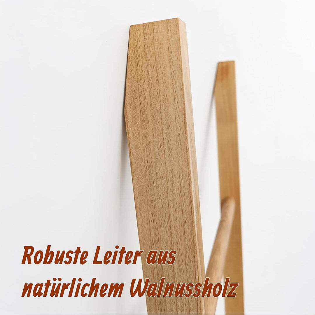 Relaxdays Handtuchleiter, 5 Sprossen, H x B: 170 x 43 cm, Natur | Walnussholz, Handtücher, Badezimme