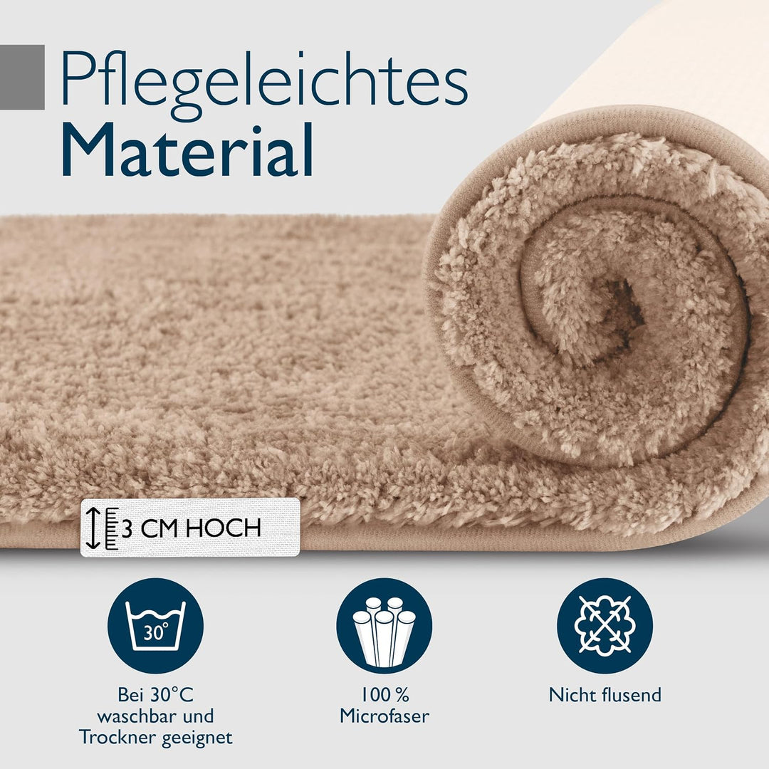 Beautissu Badematte rutschfest 120x70 cm – Duschvorleger Hochflor Badteppich rutschfest Waschbar Sha