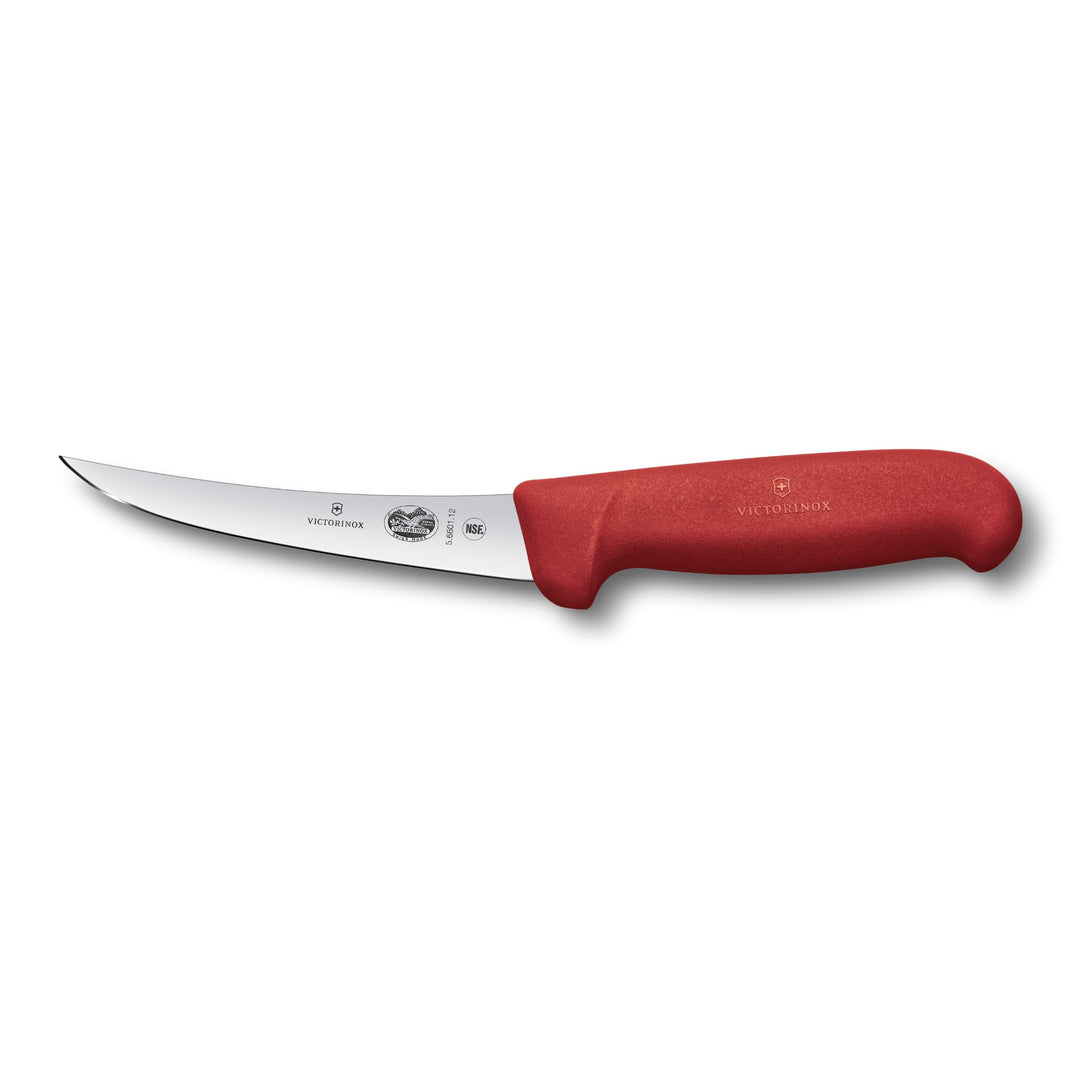 Victorinox Fibrox Ausbeinmesser, Scharfes Küchenmesser für Fleisch und Fisch, 12 cm, Gebogene Klinge
