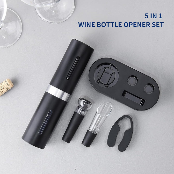 CIRCLE JOY Elektrischer Weinkorkenzieher, Wiederaufladbares 5-in-1 Weinöffner-Geschenkset mit Ladest