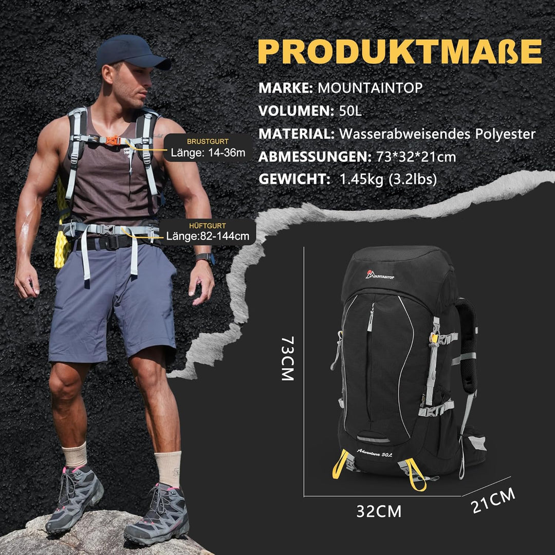 Mountaintop Trekkingrucksack 50L/60L Wanderrucksack Herren Damen Reiserucksack Grosser Rucksack mit