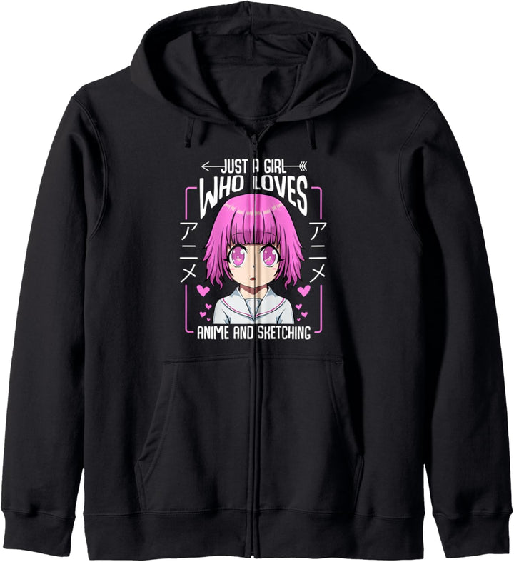 Just A Girl Who Loves Anime And Sketching Otaku Kawaii Japan Kapuzenjacke