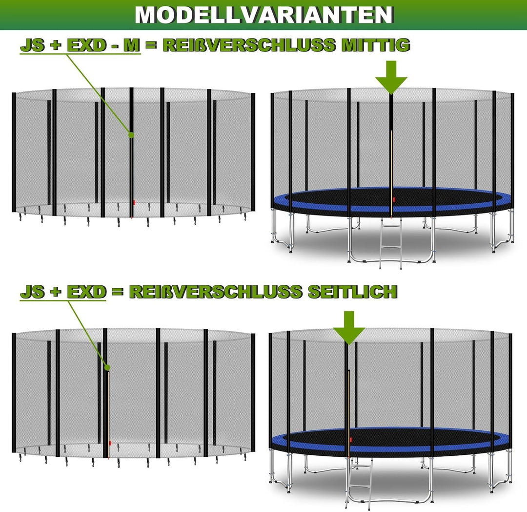 Baunsal® Trampolin Sicherheitsnetz Ø 183 185 244 250 275 277 300 305 366 370 335 337 396 400 427 430