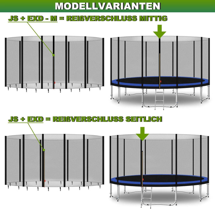 Baunsal® Trampolin Sicherheitsnetz Ø 183 185 244 250 275 277 300 305 366 370 335 337 396 400 427 430
