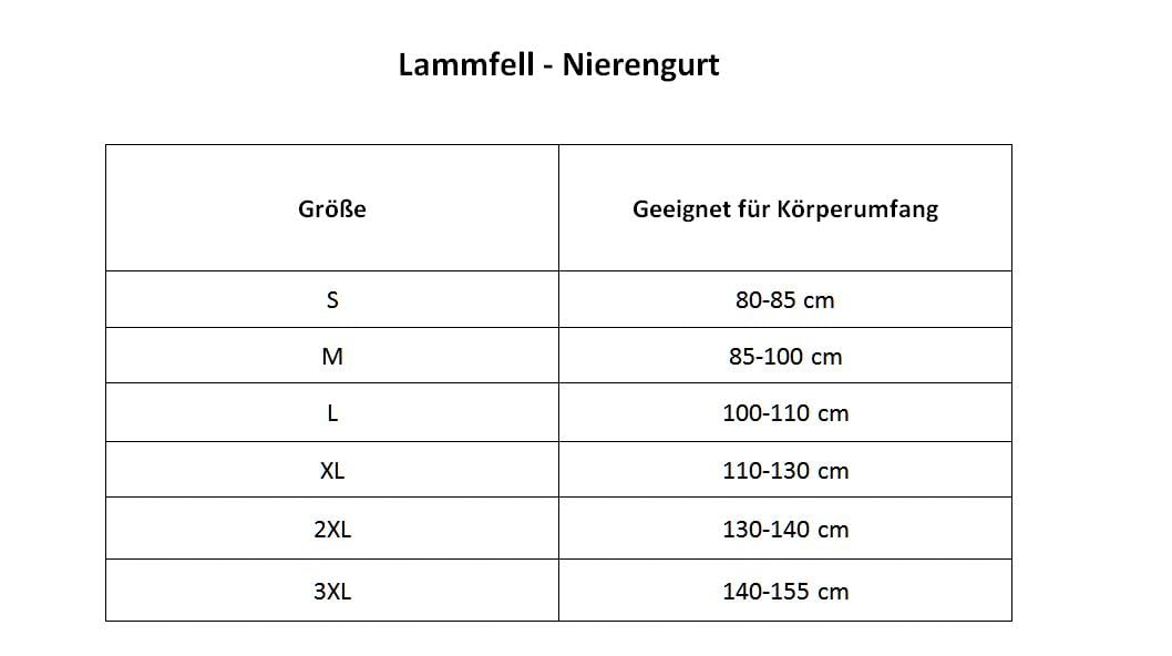 Lammfell - NIERENGURT Lammfellwärmer Nierenwärmer Rückenwärmer S-3XL Grösse 3XL, Farbe Weiss 3XL Wei