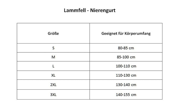 Lammfell - NIERENGURT Lammfellwärmer Nierenwärmer Rückenwärmer S-3XL Grösse 3XL, Farbe Weiss 3XL Wei